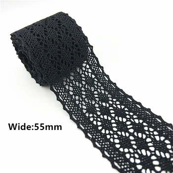 2yards Black Lace 100%Cotton Lace Ribbon For Apparel Sewing Fabric Trim Cotton Crocheted Lace Ribbon Handmade Accessories 6