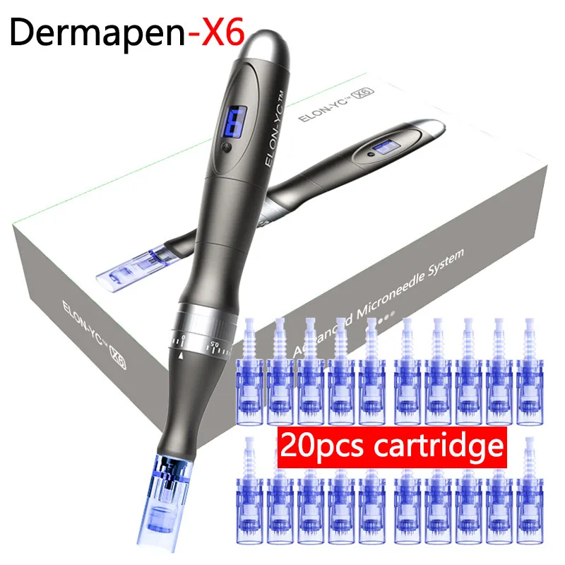 Dermapen Ultima X6 With 20 Pcs Cartridge Wireless Derma Microneedle Pen Skincare MTS Treatment Professional Use Beauty Machine