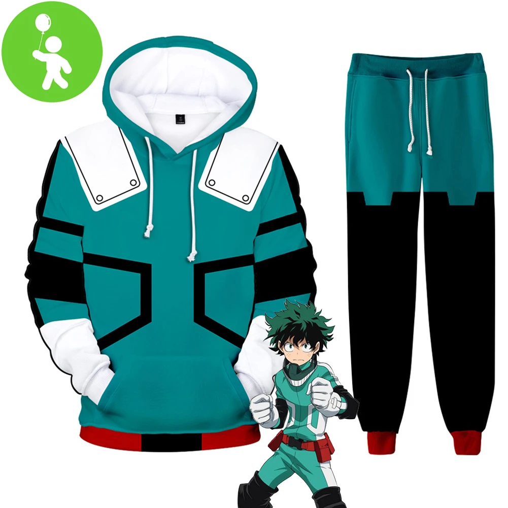 Фото Костюм для косплея мальчиков Midoriya Izuku, толстовка, штаны, аниме, мой герой, Академия, фантазия, детская одежда на Хэллоуин, Детская ролевая игра №1