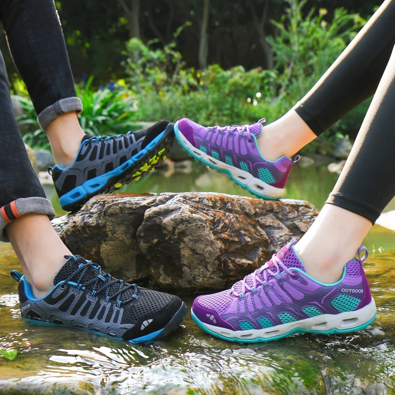 Summer Women's Hiking Sneakers Breathable Mesh Sports Upstream Shoes Women Outdoor Non slip Wading Shoes Travel Couple Sneakers