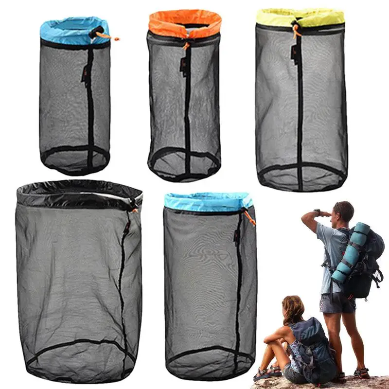 

Mesh Stuff Sack Set Lightweight Nylon Mesh Drawstring Storage Bag Set Sleeping Bag Ditty Sacks Ultralight Mesh Bags Nylon Mesh