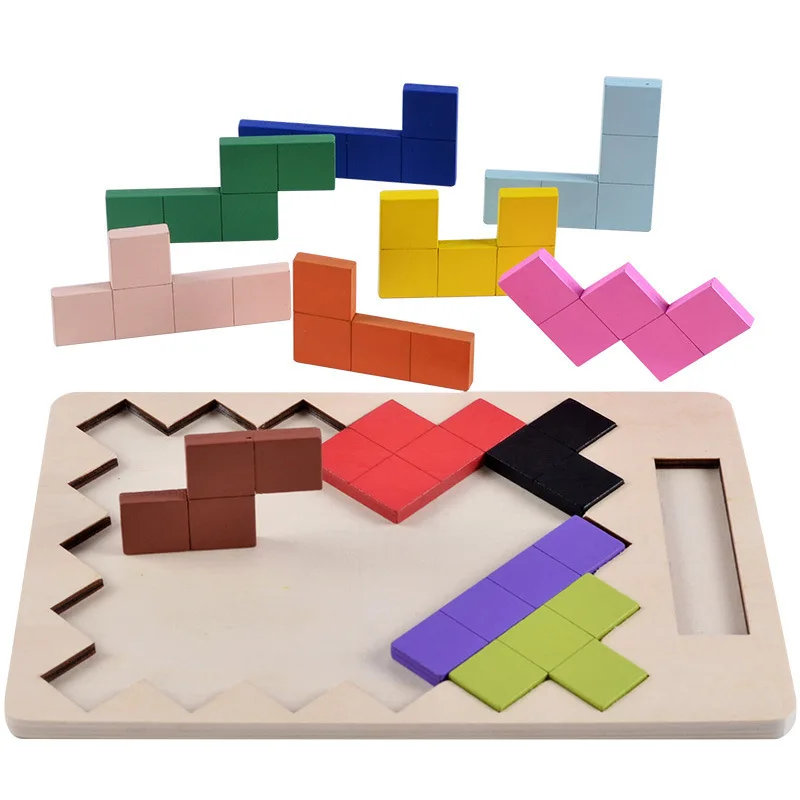 

NEW Kids Colorful Wooden Tangram Brain Teaser Puzzle Toys Tetris Game Preschool Magination Intellectual Educational Toy Gift