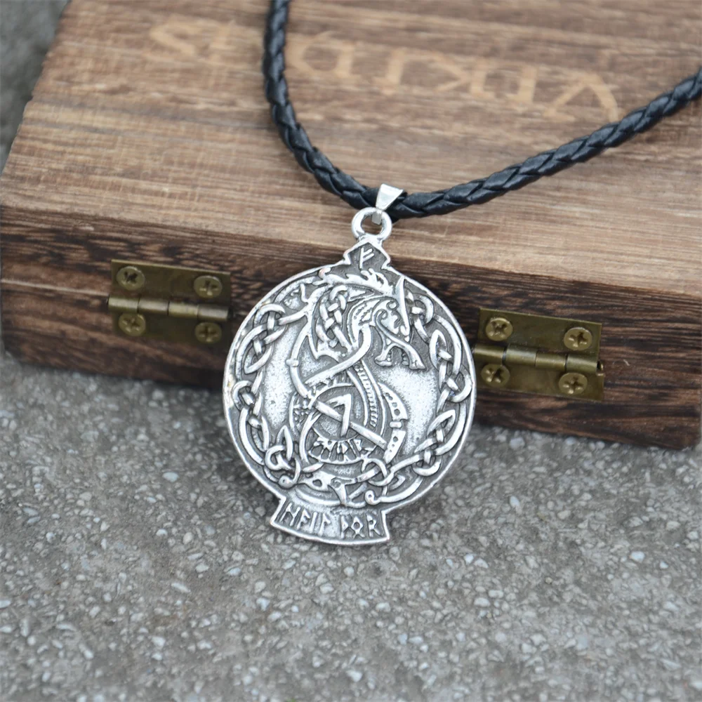 Двухсторонний дракон норвежский кулон Runes ювелирные изделия колье с кулоном в