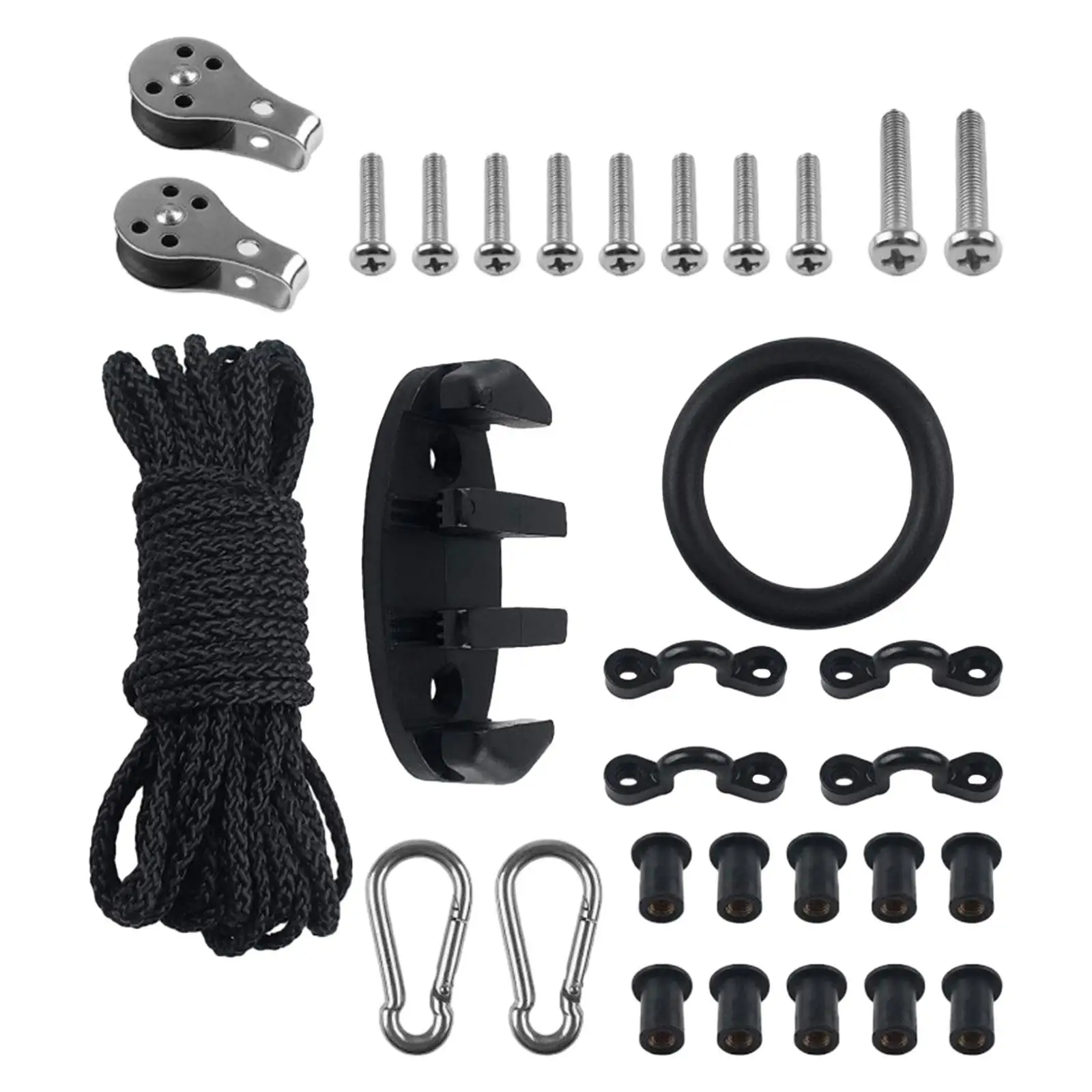 

31 Pieces Kayak Canoe Anchor Trolley Kit Portable 30ft Rope for Fishing Boat