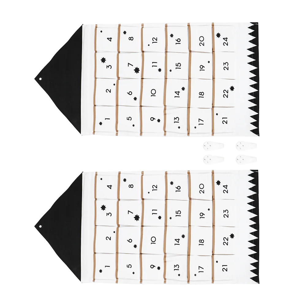 

2pcs Xmas Calendar Multi-Pockets Hanging Bag Wall-Mounted Sundries Organizer