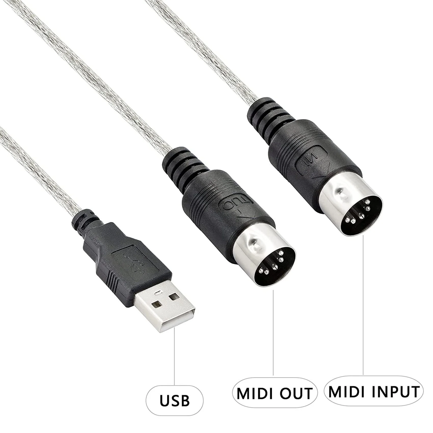 USB-кабель MIDI-адаптер USB-тип A папа - 5-контактный входной кабель MIDI Din со