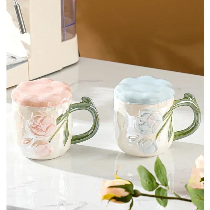 

Керамическая кружка, рельефная чашка в виде Розы, кофейной молочной чашки, чайная чашка в стиле Ins, ручная роспись, дизайн для пары девушек, романтическая посуда для напитков, кружка, подарок