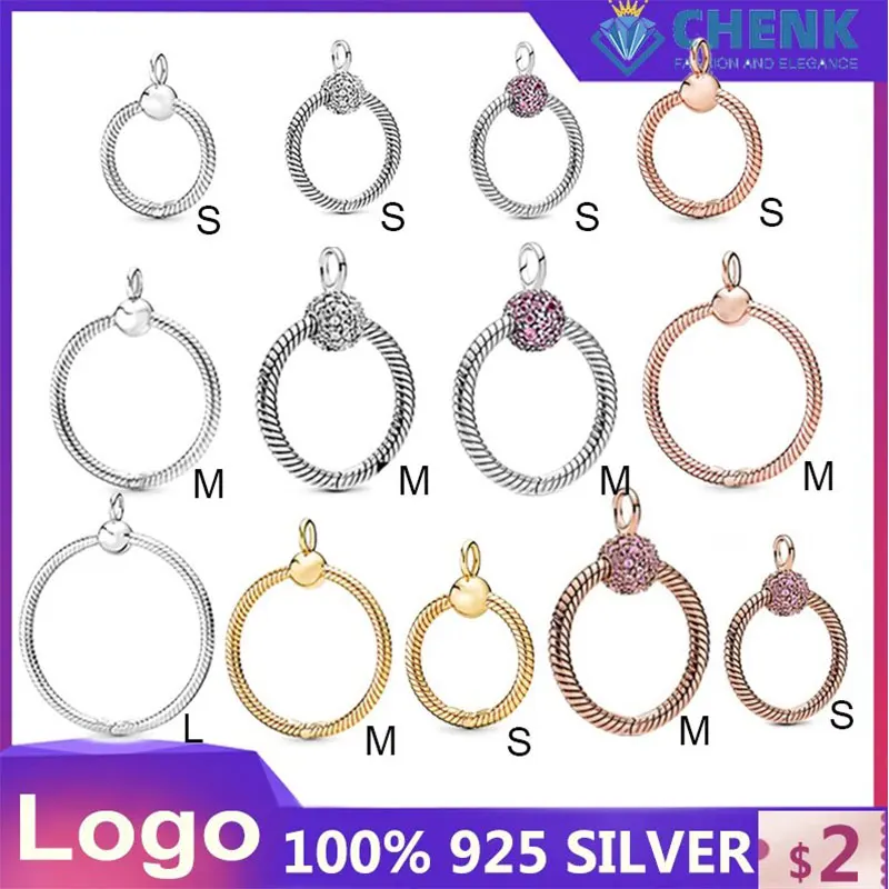 

B68 925 Sterling Silver Moments O Carrier Medium O Pendant Necklaces Rose Gold Small O Charm Women Wholesale Original