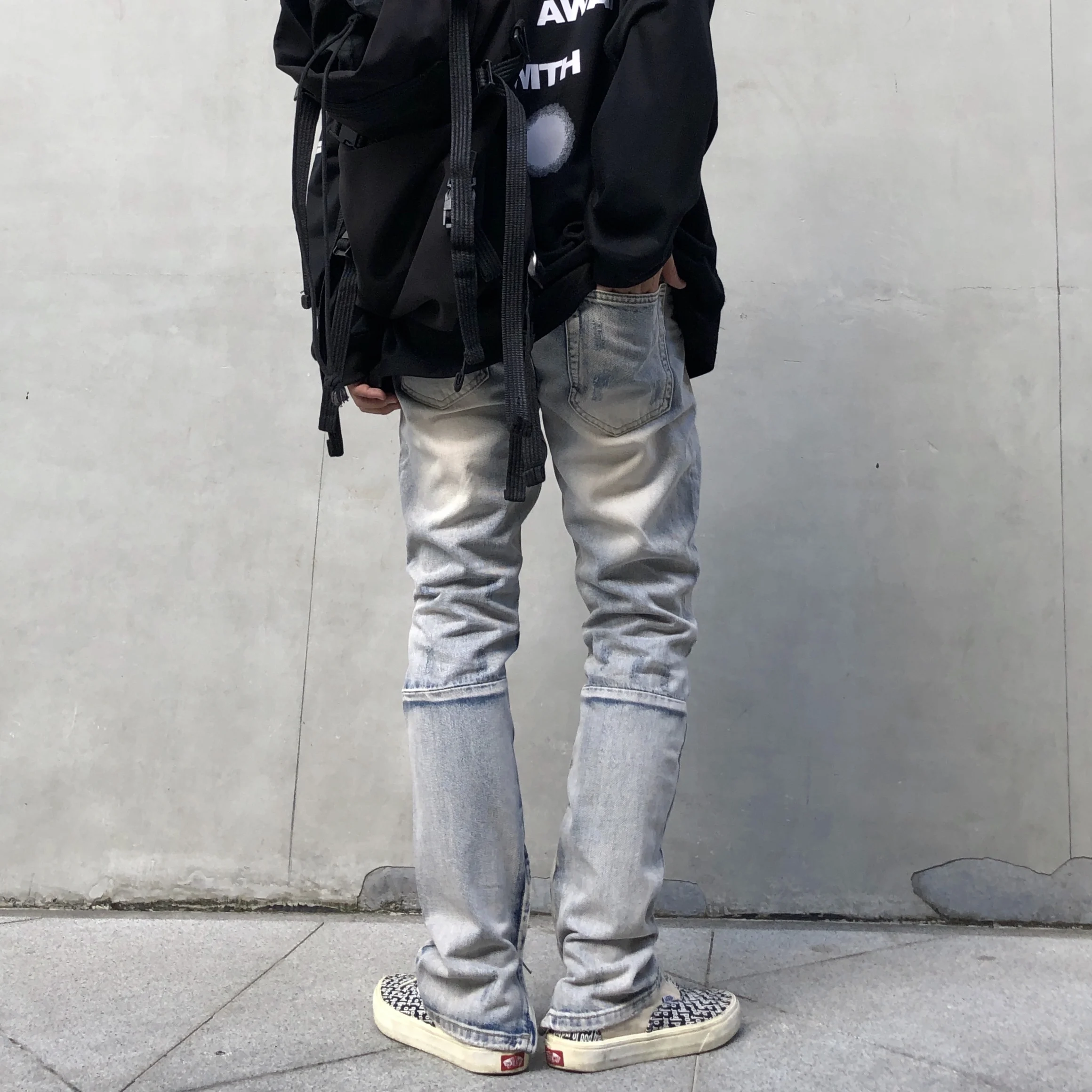 Men Stretchy Ripped Skinny Biker Embroidery Jeans Destroyed Hole Plaids Slim Fit Denim High Quality Hip Hop Grey Pants