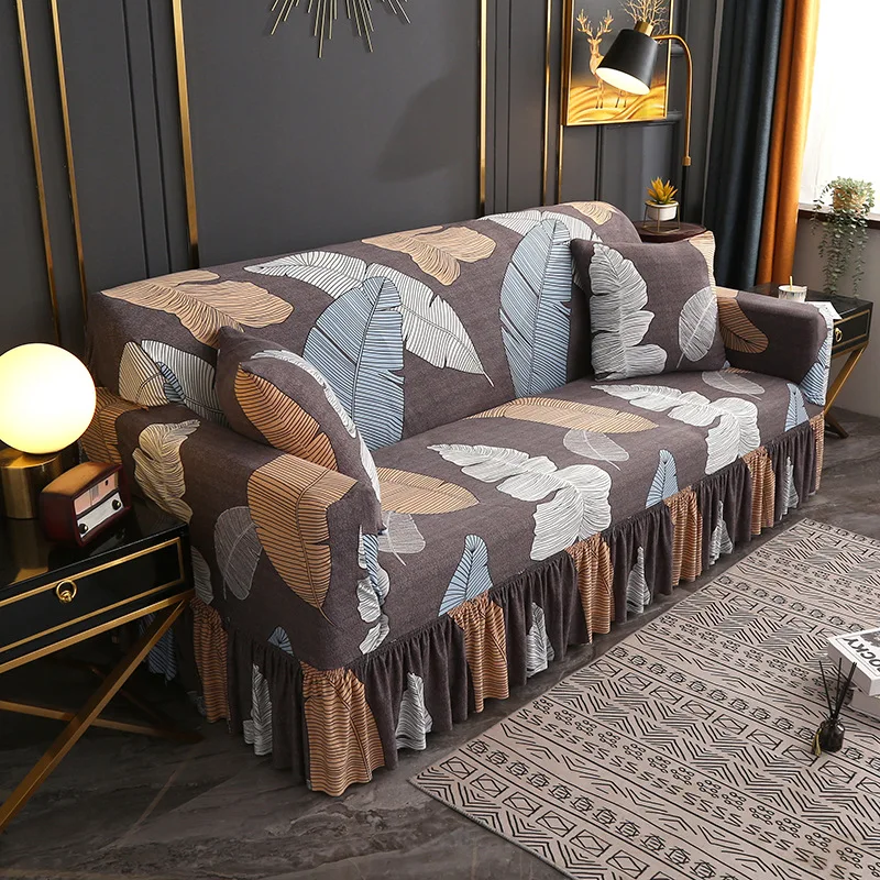 

1/2/3/4 Seater Sofa Covers for Living Room Corner L Shape Elastic Sofa Slipcovers with Skirt Spandex Couch Cover funda de sofá