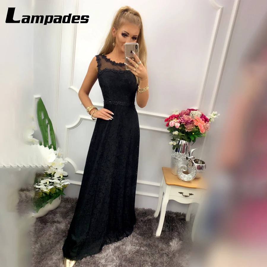 

Женское длинное шифоновое вечернее платье без рукавов, черное элегантное платье