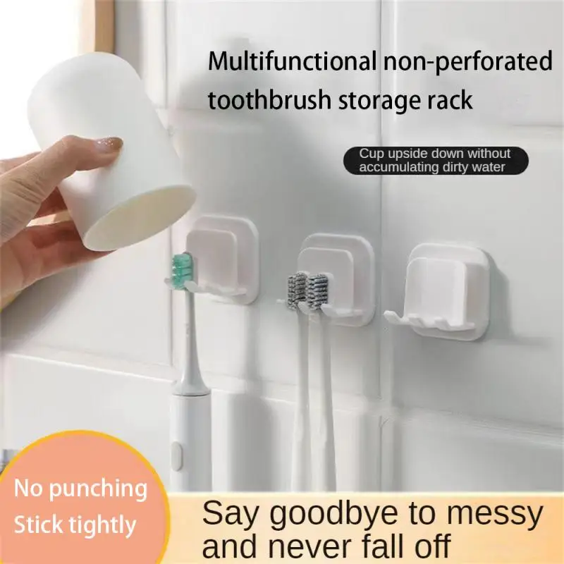 

Punch-free Toothbrush Holder Wall-mounted Toothpaste Holder Toothpaste Storage Rack Holders Bath Organizer Bathroom Accessories