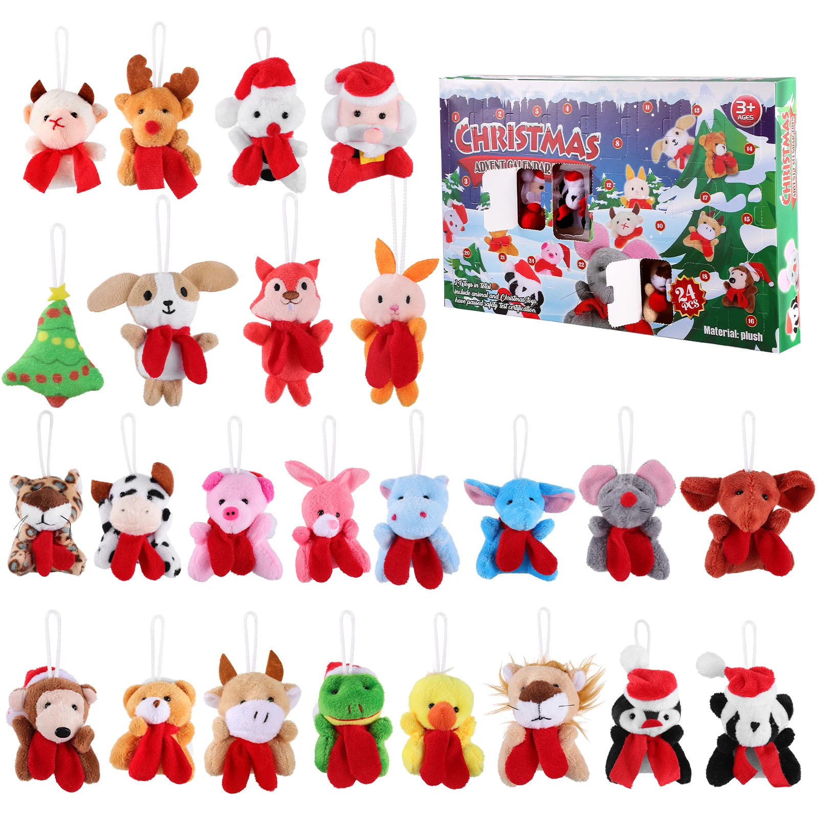 

Calendar Christmas Advent Ornamentshanging Countdown Tree Decorationmini Kids Party Charms Gifts Animal Plush Favortoy Chrsitmas