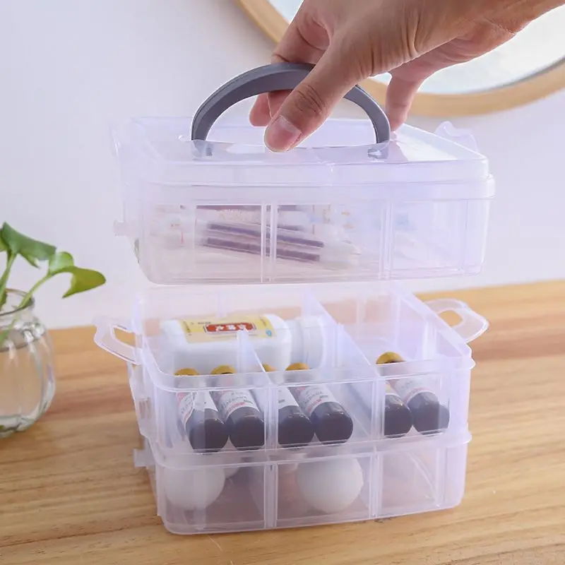 Dropshipping Plastic Craft Beads Jewellery Storage Organizer with Removable Grids Rings Necklaces Storage Box Container