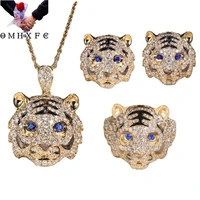wholesale je330 european fashion woman party birthday wedding gift tiger 18kt gold pendantstud earringsring jewelry set