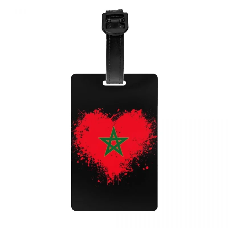 

Марокканский флаг, бирка для багажа в форме сердца для чемоданов, морской марокканский патриотический личный чехол, идентификационная бирка