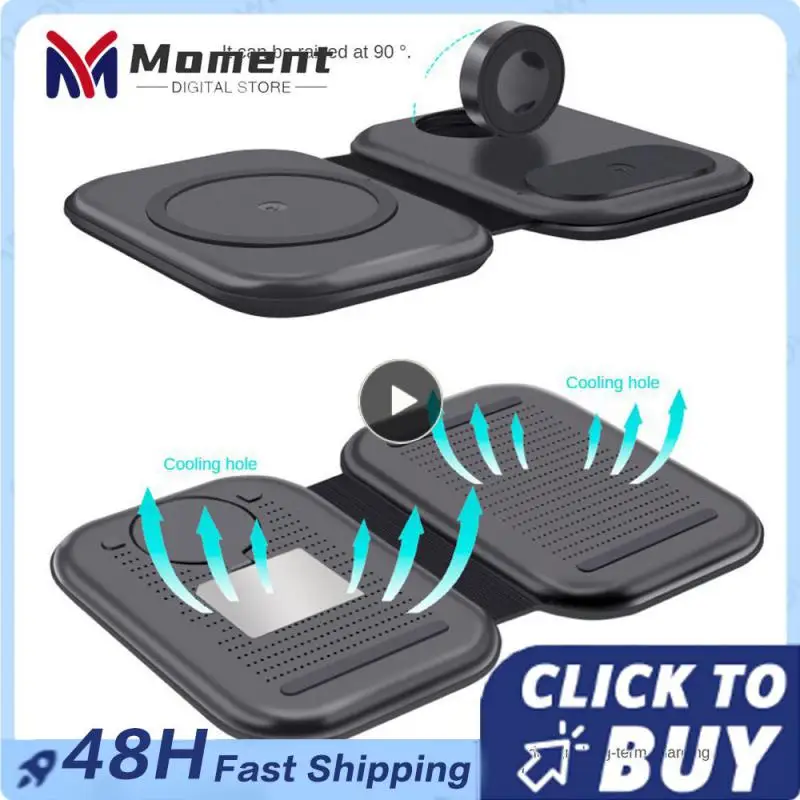 

Charger Three-in-one Wireless Charging Black 15w Portable Charger Portable Qi Foldable Magnetic Charger Wireless Charger Compact