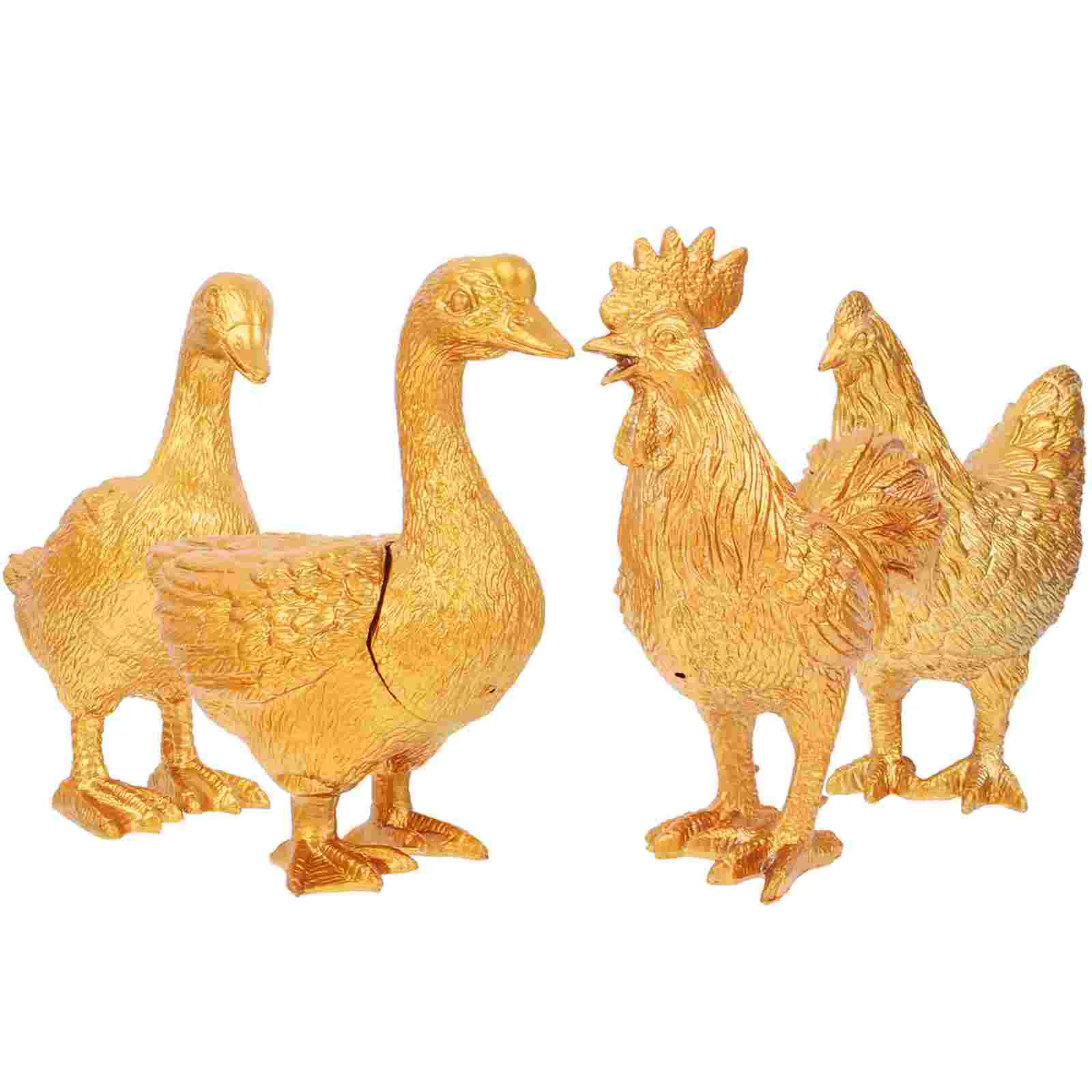 

Animals Animal Gold Decor Toys Figurines Miniature Goose Model Small Kids Year Old Boy Homeduck Statue Figurine Chicken