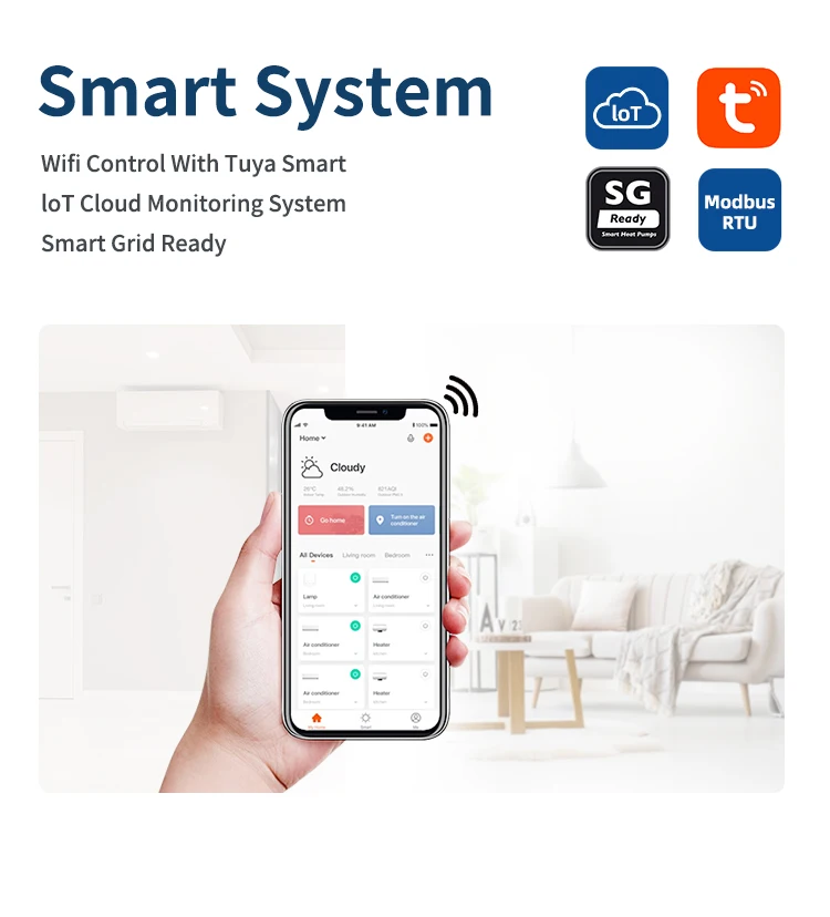 Тепловой насос 9кВт 12кВт 22кВт EVI R32 Split DC Inverter, высокоэффективный, солнечный, воздух-вода, безрезервуарный, для нагрева воды (art.: 3920da406ecb1) - 3920da406ecb1