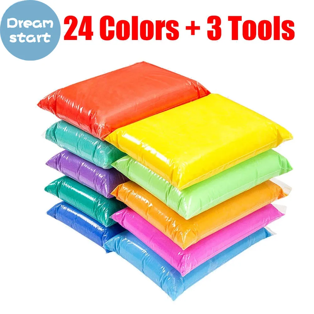 

Лидер продаж, 24 светильник легкая мягкая глина, игрушки «сделай сам», Детский развивающий воздушный полимерный пластилин, безопасная цветн...