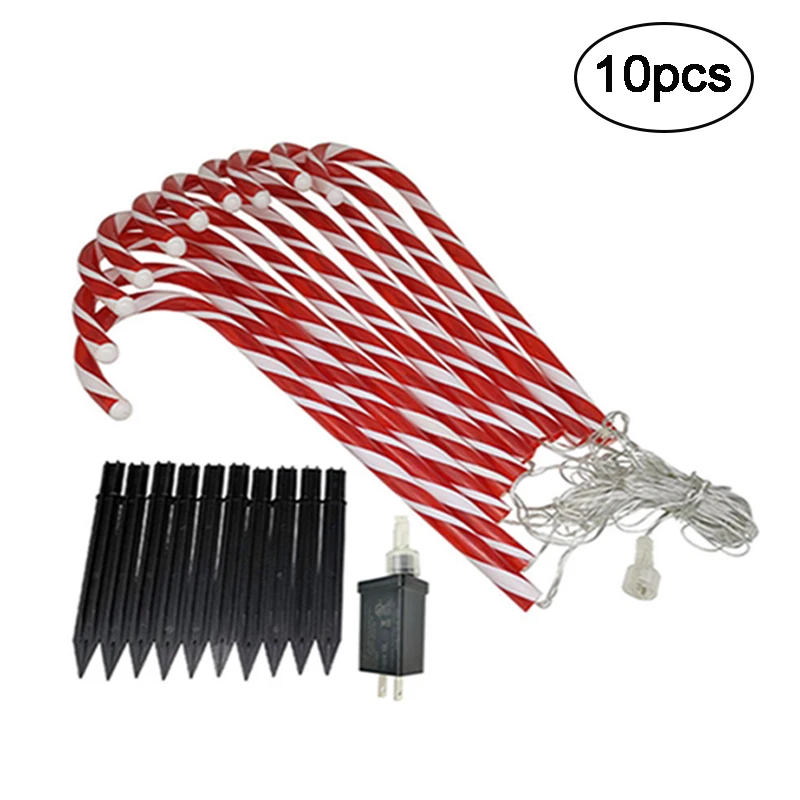 

10pcs Christmas Candy Cane Pathway Lights New Year Holiday Lights Outdoor Garden Christmas Decoration Candy Cane Light Gift