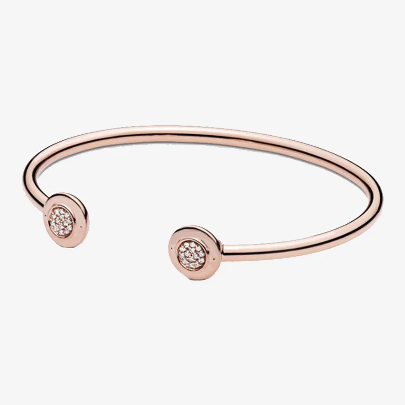 

925 Sterling Silver Pan Bracelet New Opening With Crystal Cz Couple Bracelet Fit European Charm Bracelets Women Jewelry