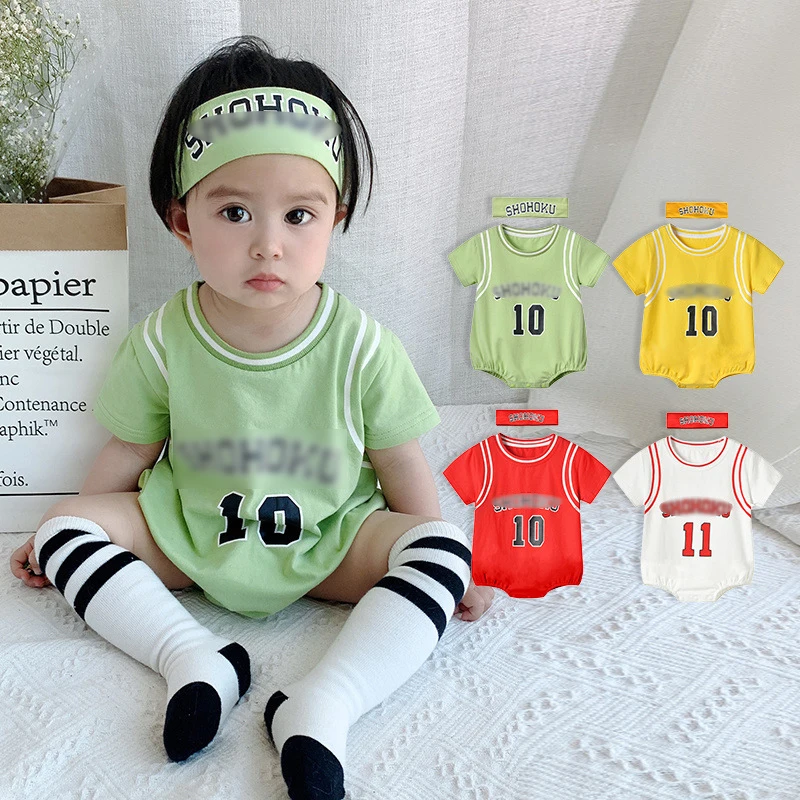 

Летняя детская одежда, боди для мальчиков и девочек, баскетбольная майка, Детская Хлопковая модная спортивная одежда, детские комбинезоны с...