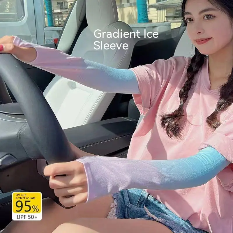 

New Gradient Ice Sleeves, Ice Silk Sunscreen Sleeves for Men and Women Outdoor Cycling and Driving, UV Protection