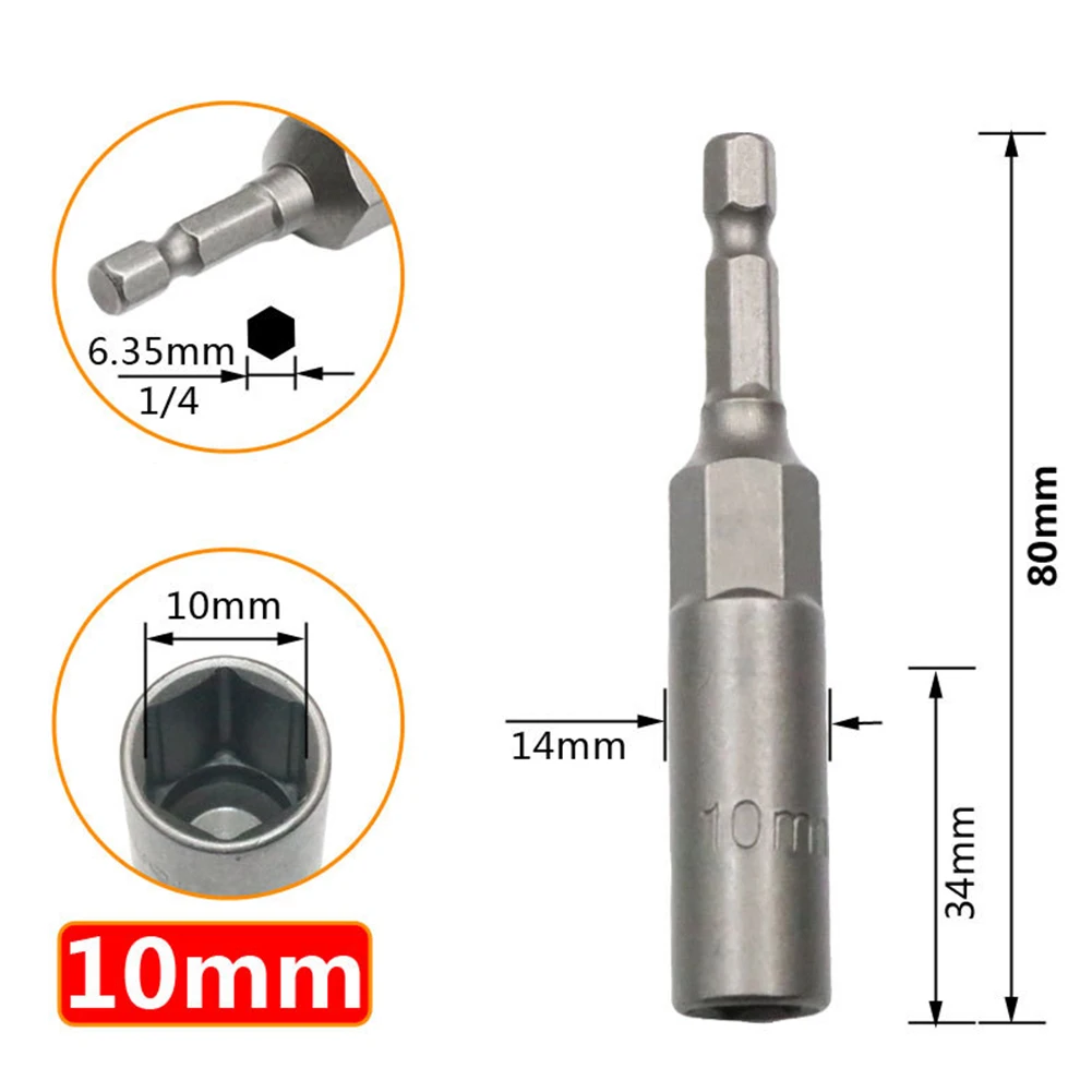 

Hand Tools Socket Wrench Driver Adapter 3pcs 80mm 10-14mm Chrome Vanadium Steel Easy Handling Grey Impact Nut Set Extension