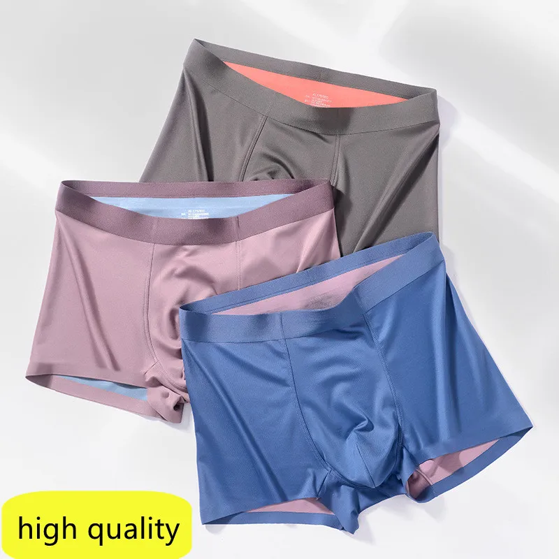 3/Pack double-sided modal underwear men's large size seamless solid color boxer silk shorts men's high quality underwear