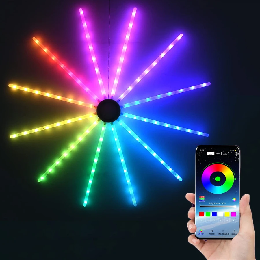 

Smart APP Control Firework Light Starburst Fairy Light Christmas Fireworks Hanging Garland Light for Bedroom Party Patio Decor
