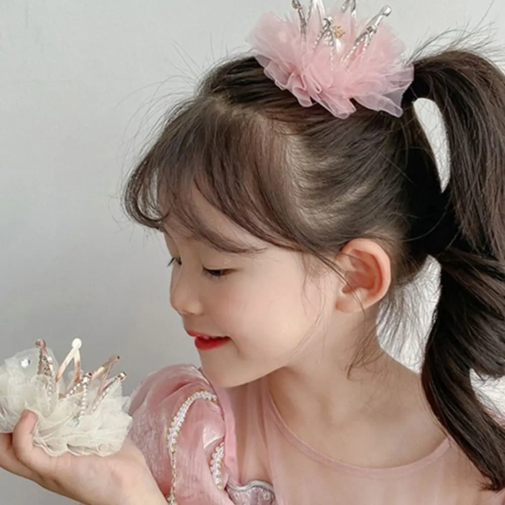 

Lovable Fairy Gauze Headdress Tiara Crown Rhinestone Cute Hair Clip Headwear Girl Hairpin Hair Accessory