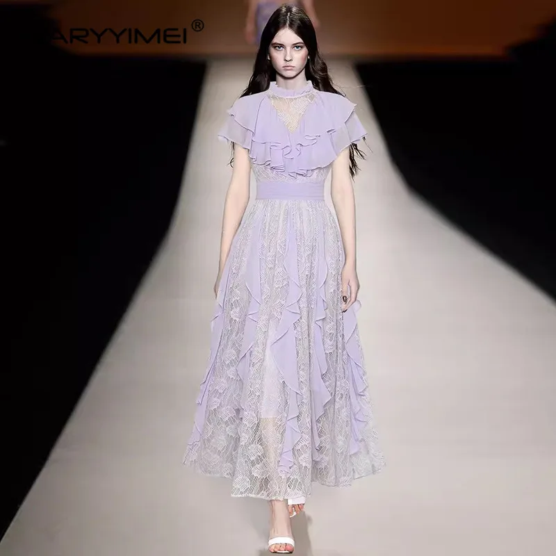 Женское платье MARYYIMEI с воротником-стойкой и рукавами-бабочками