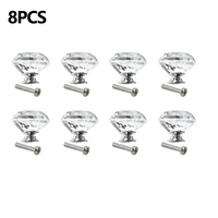 6810pcs clear crystal diamond glass drawer handles aluminum alloy screws for doors drawer wardrobe cabinet home hardware