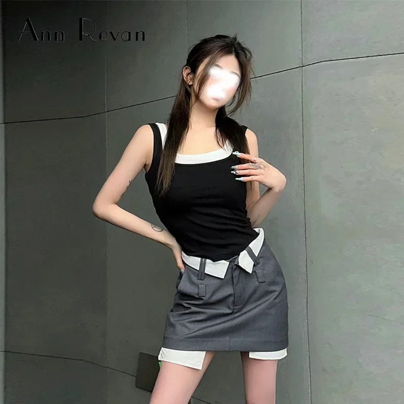 Лето 2024 новый модный повседневный универсальный комплект из двух предметов топ