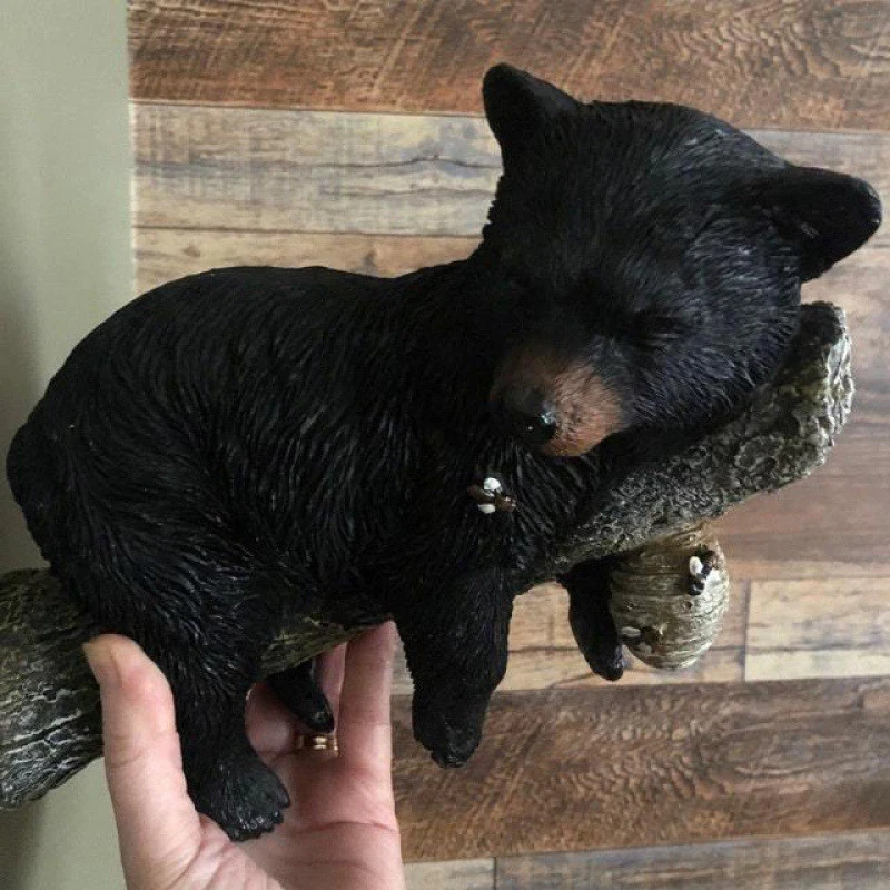 

Tree Branch Bear Ornament Black Bear Cub Napping Statue Hanging Out The Tree Resin Animal Decoration For Courtyard Gardens Hedge