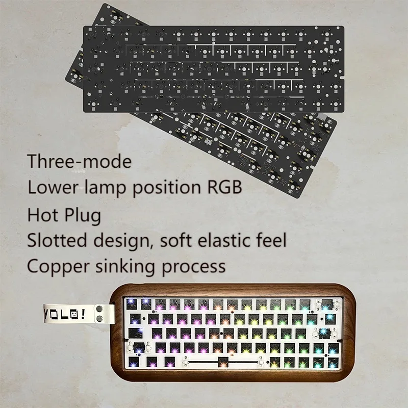 Механическая клавиатура из орехового дерева набор для клавиатуры с горячей