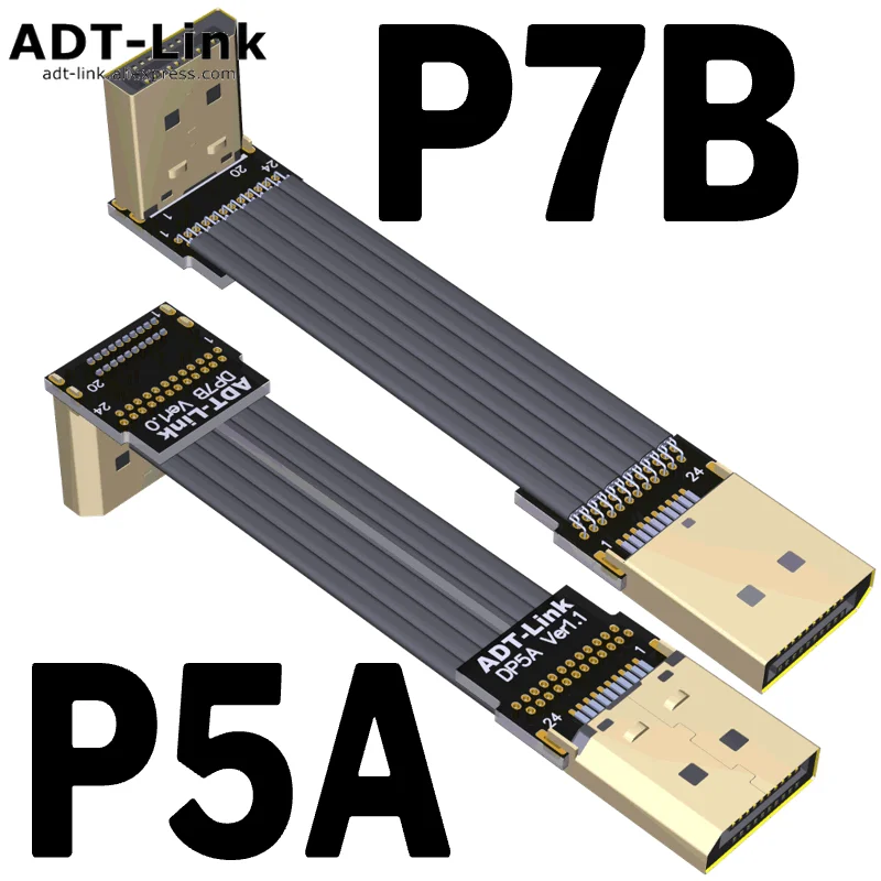 

FPV PTZ Displayport 1.4 Flexible Flat Ribbon Extension Cable Male To Male Angled 90/270 Degree
