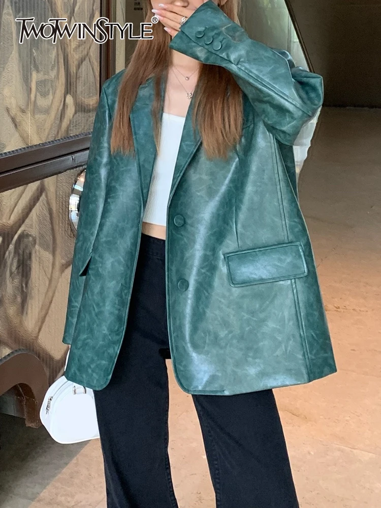 

Женский винтажный Блейзер TWOTWINSTYLE, повседневный блейзер с английским воротником и длинными рукавами, на пуговицах, 2023