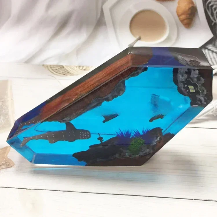 Креативный океанский кит геометрический ночник твердая древесина эпоксидная