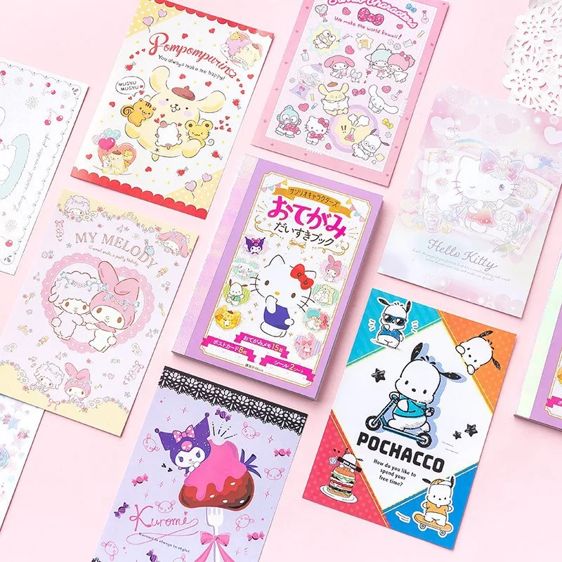 

Kawaii My Melody Cinnamoroll Kuromi Cartoon Stickers Set Book Women Anime Sanrioed Girl's Heart Ledger Decorative Stickers