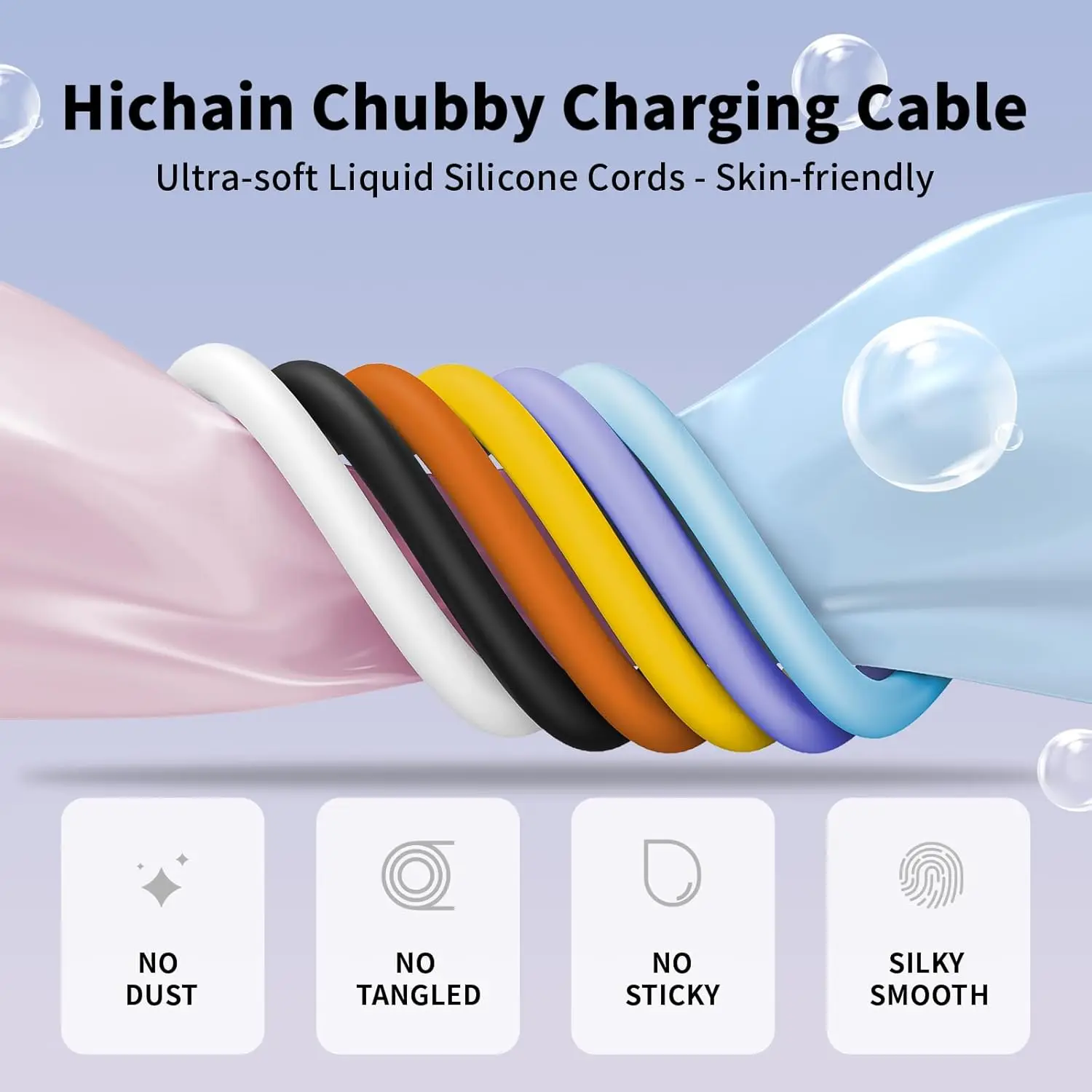 Фото Hichain PD240W USB C Кабель для быстрой зарядки Мягкий жидкий силиконовый кабель типа C для iphone Ноутбук Планшеты Наушники 1,2 м/2 м №2