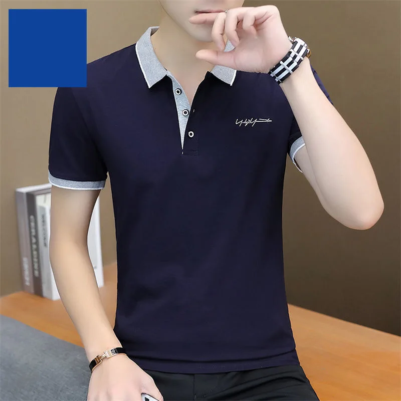 

Cotton men's short-sleeved t-shirt summer casual lapel large size collared half-sleeved high-end polo shirt men