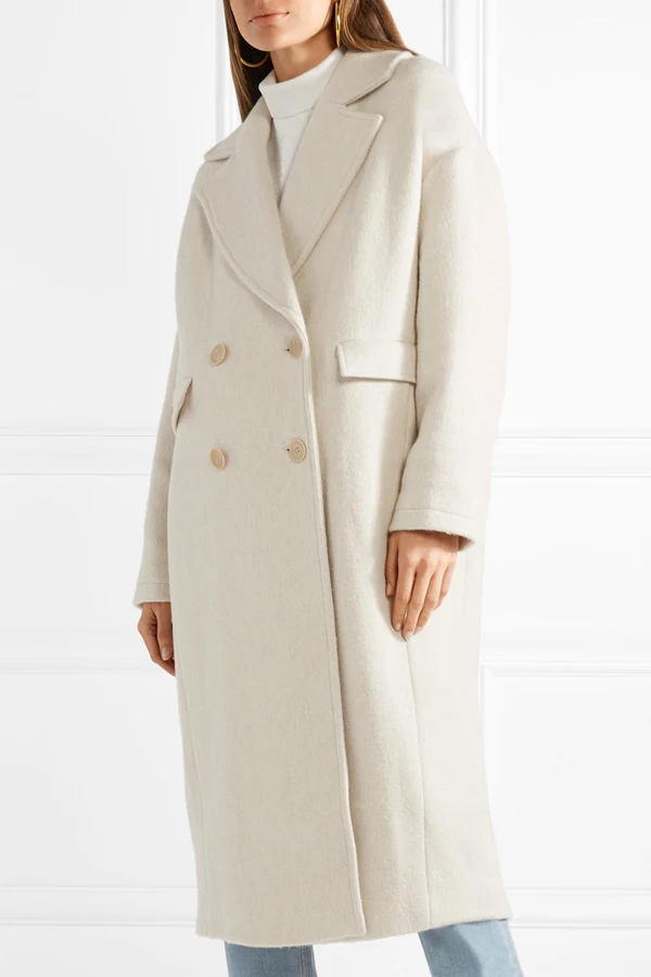 

Женское длинное двубортное пальто, простое шерстяное пальто макси, верхняя одежда силуэта, Осень-зима 2022