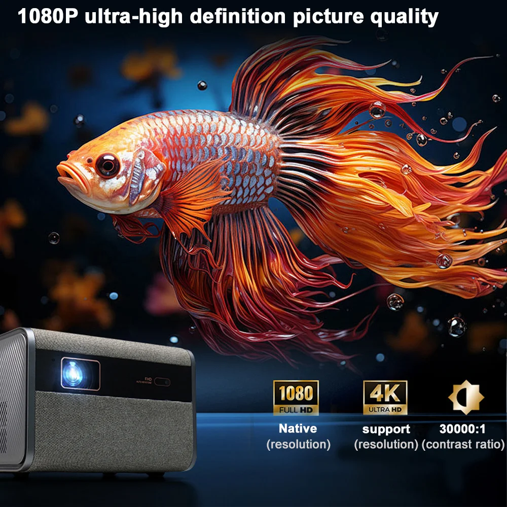 Фото DITONG 2025 НОВЫЙ проектор J10 Native 1080P с автофокусом 4k HD видео уличный мобильный телефон Android умный домашний кинотеатр светодиодный проектор №4