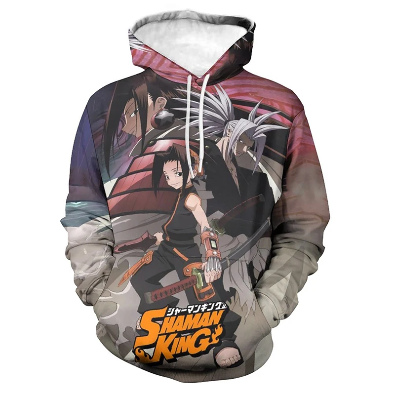 

Новинка 2022 г., толстовка с капюшоном с 3D принтом из мультфильма «шамань король», модные свитера для мужчин и женщин, Детская уличная одежда, повседневные толстовки, топы