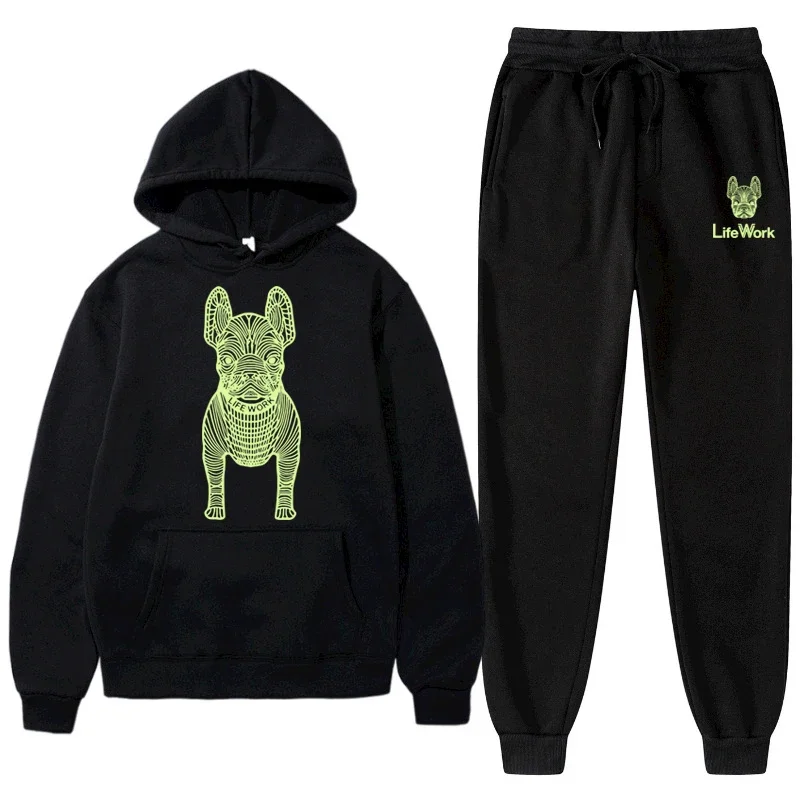 

Корейский Роскошный мужской женский спортивный флисовый свитшот с капюшоном и спортивные штаны спортивный костюм осень-зима Дизайнерские комплекты для бега пара