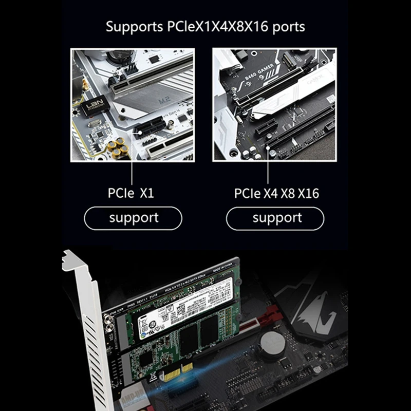 Карта адаптера PH58 M.2 SATA к PCIE массива двухдисковой карты расширения RAID JMB582