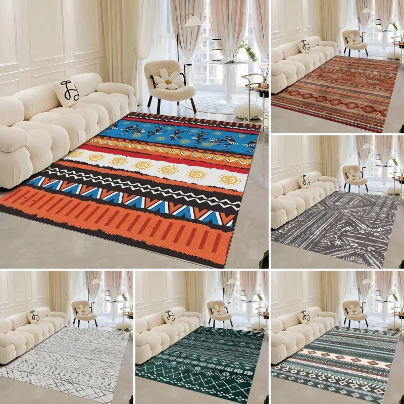 Современный ковер с геометрическим рисунком в стиле бохо для декора гостиной