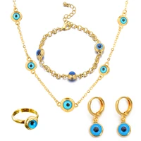 punk gothic evil eye necklaces bracelets earrings rings dubai gold jewelry sets for women fashion islam muslim set wholesale